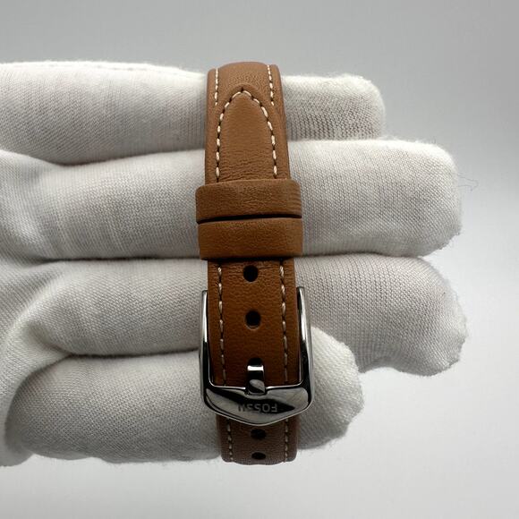 Fossil Corona Edition Quartz Watch Gold Tone Case Blue Dial Brown Leather main image 7